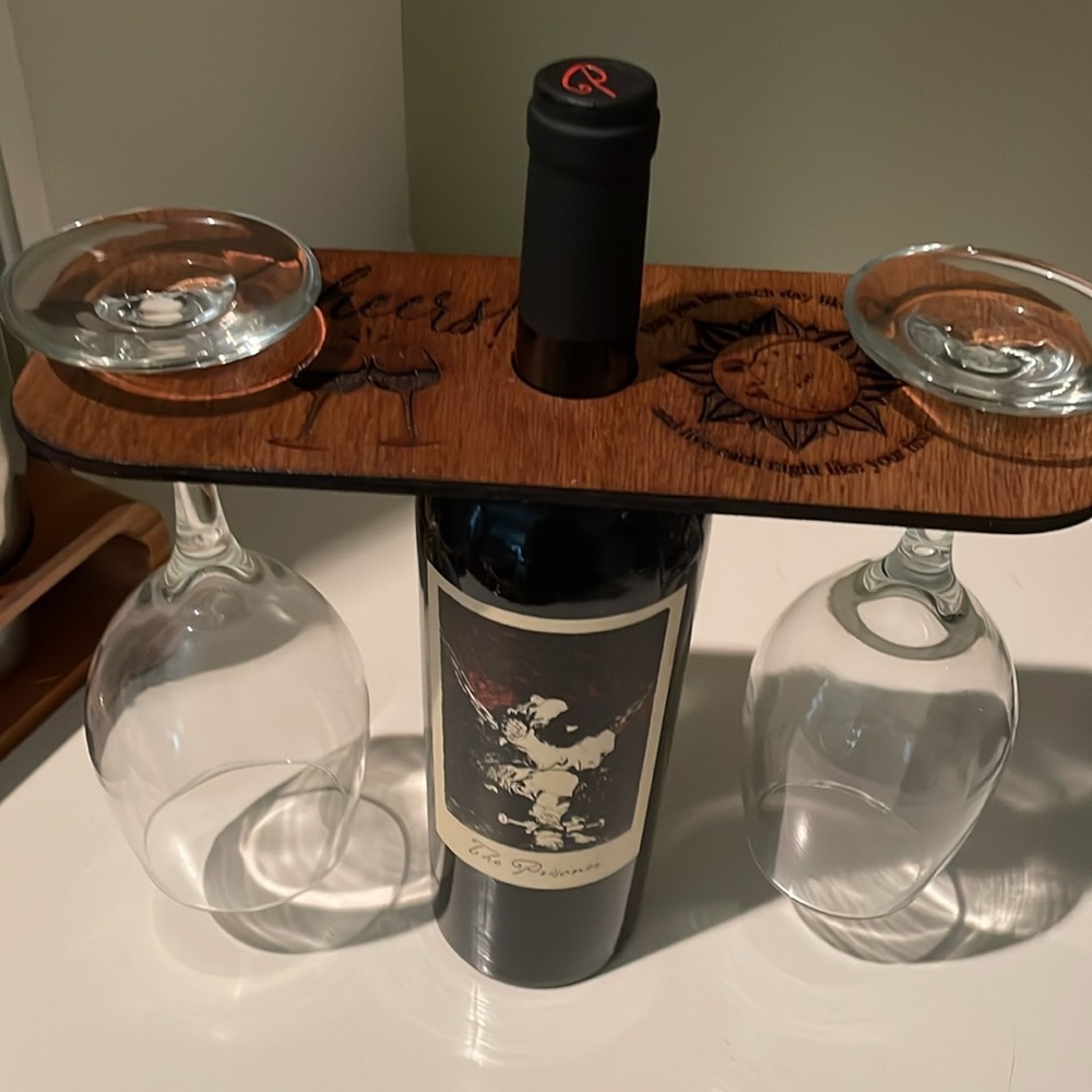 Wine And Glass Caddy for Two